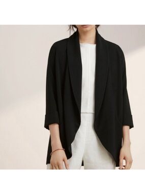 Wilfred Chevalier Blazer Size 4 Black Open Front Crepe